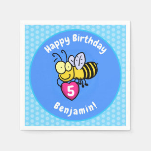 Cute funny bee with heart cartoon illustration napkin