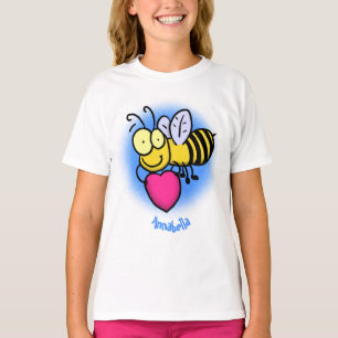 Cute funny bee with heart cartoon illustration T-Shirt