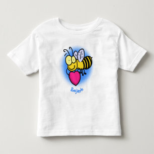 Cute funny bee with heart cartoon illustration toddler T-Shirt
