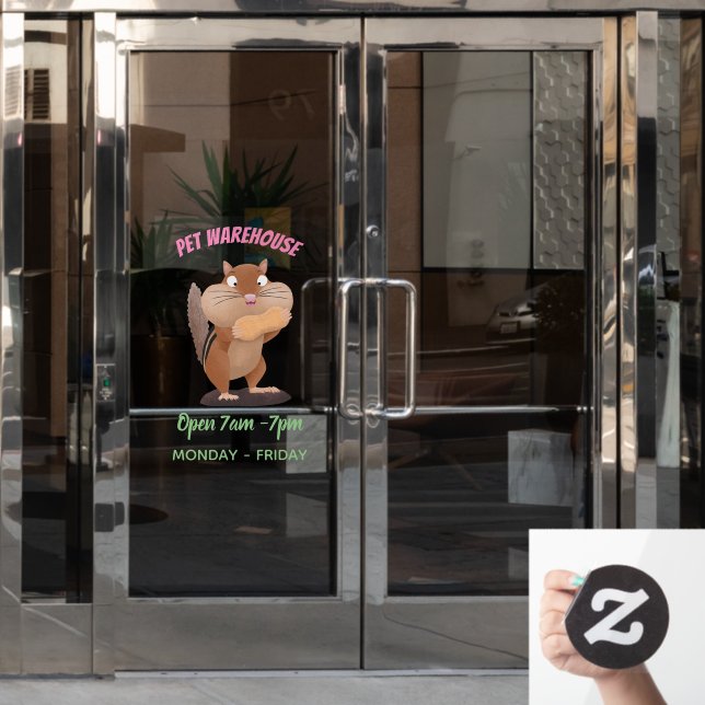 Cute funny big cheeks chipmunk cartoon (Office Door)