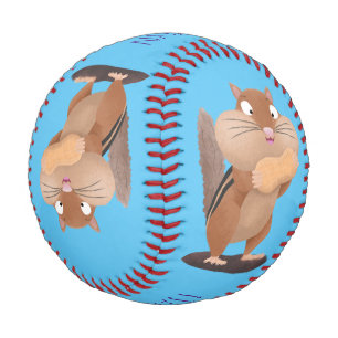 Cute funny big cheeks chipmunk cartoon  baseball