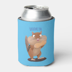 Cute funny big cheeks chipmunk cartoon can cooler