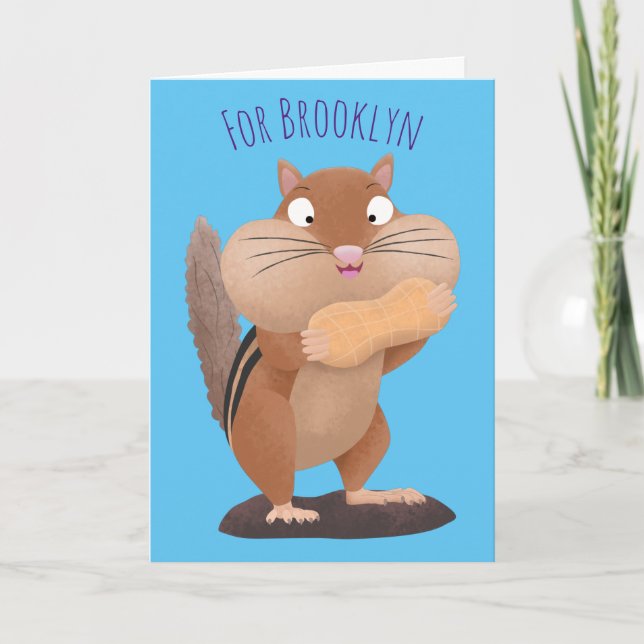 Cute funny big cheeks chipmunk cartoon card (Front)