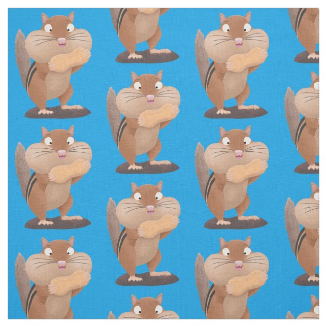 Cute funny big cheeks chipmunk cartoon fabric (Swatch)