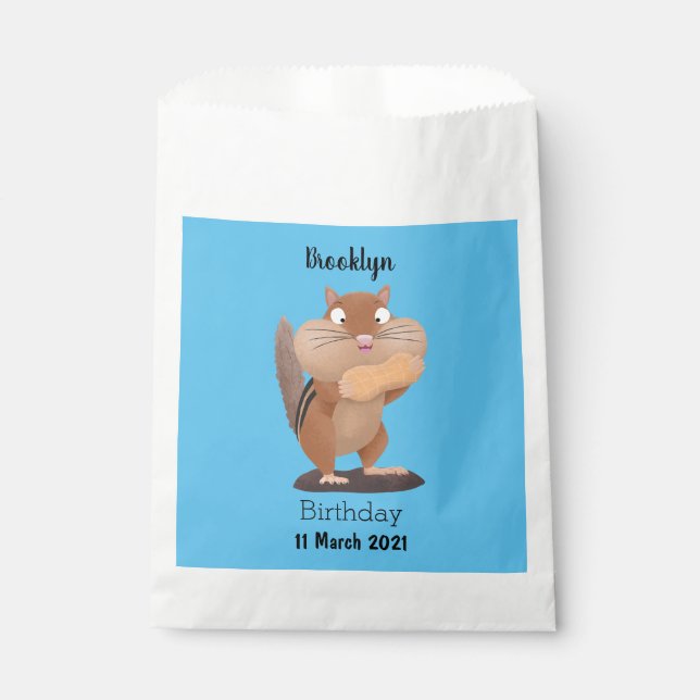 Cute funny big cheeks chipmunk cartoon favour bags (Front)