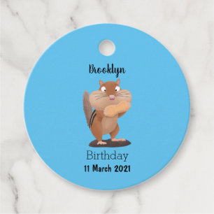 Cute funny big cheeks chipmunk cartoon favour tags