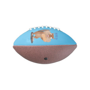 Cute funny big cheeks chipmunk cartoon football
