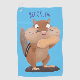Cute funny big cheeks chipmunk cartoon golf towel