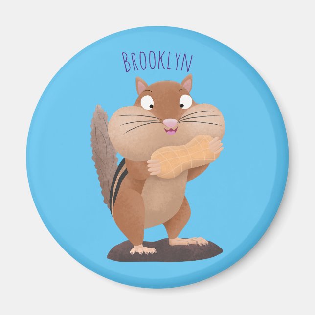 Cute funny big cheeks chipmunk cartoon magnet (Front)
