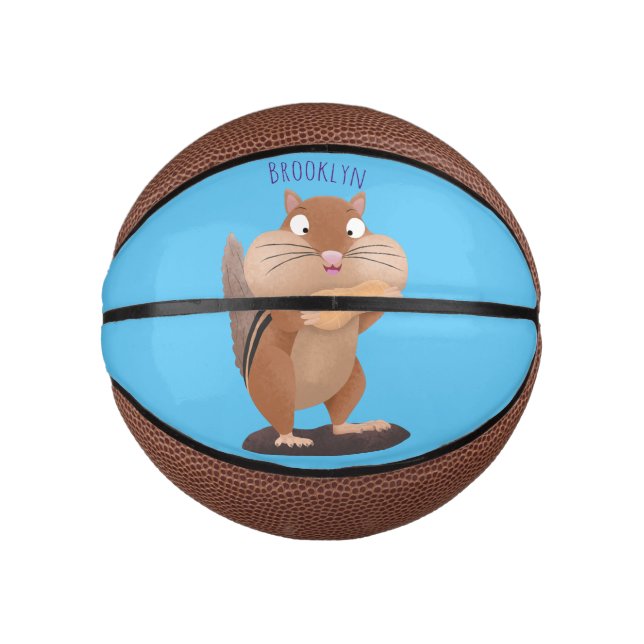 Cute funny big cheeks chipmunk cartoon  mini basketball (Front)