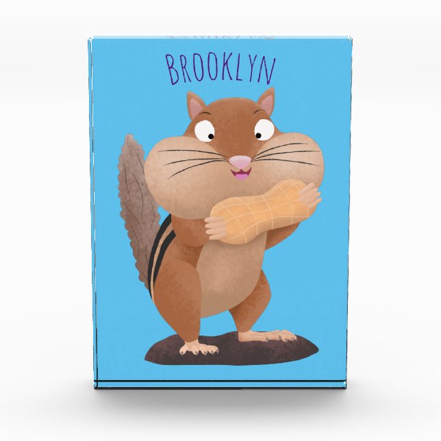 Cute funny big cheeks chipmunk cartoon photo block (Front)