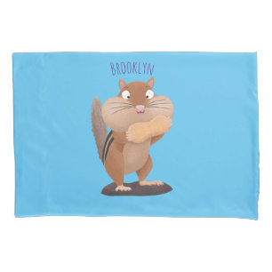 Cute funny big cheeks chipmunk cartoon pillowcase