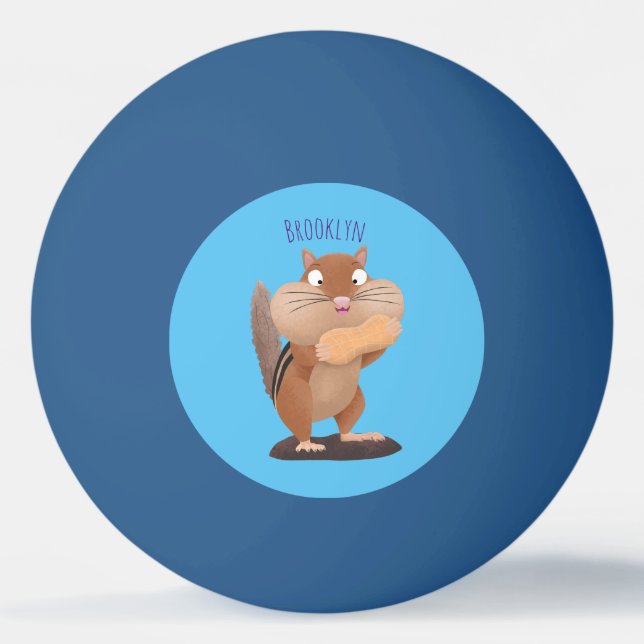 Cute funny big cheeks chipmunk cartoon ping pong ball (Front)
