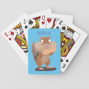 Cute funny big cheeks chipmunk cartoon playing cards