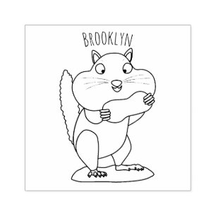 Cute funny big cheeks chipmunk cartoon rubber stamp