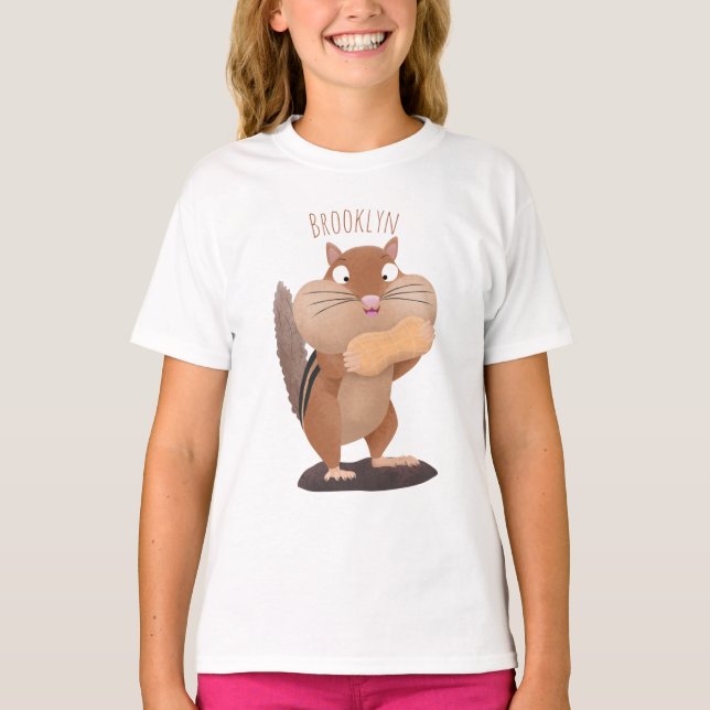 Cute funny big cheeks chipmunk cartoon T-Shirt (Front)