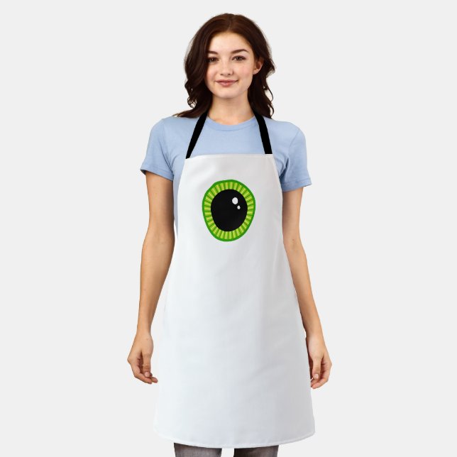 Cute Funny Big Green Eyeball Apron (Worn)
