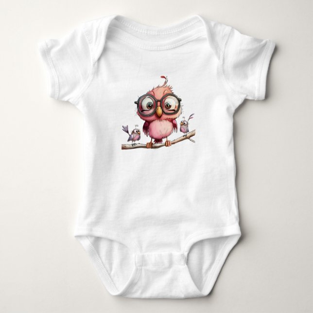Cute Funny Birds  Baby Bodysuit (Front)