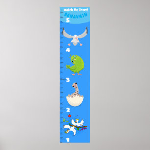 Cute funny birds cartoon growth chart