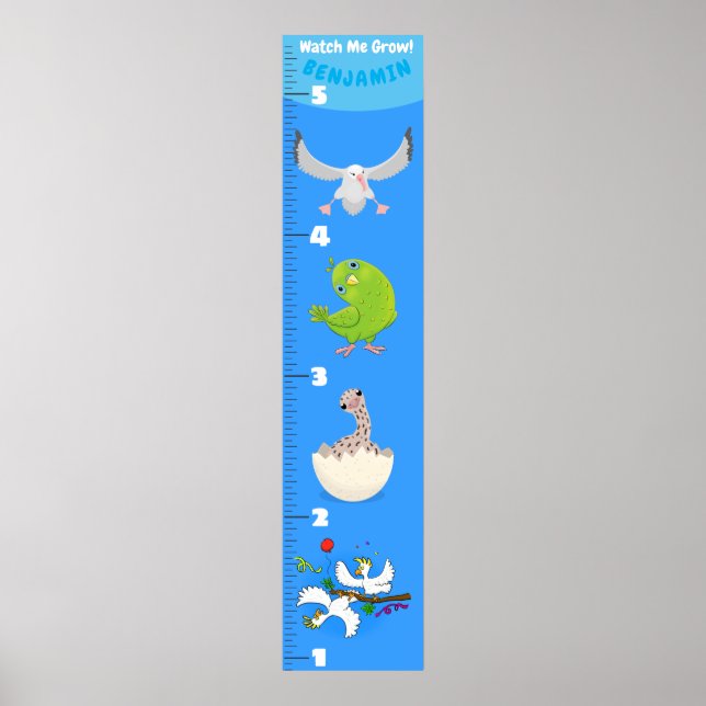 Cute funny birds cartoon growth chart (Front)
