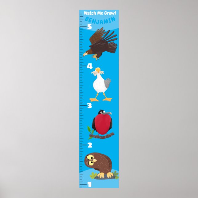 Cute funny birds cartoon growth chart (Front)