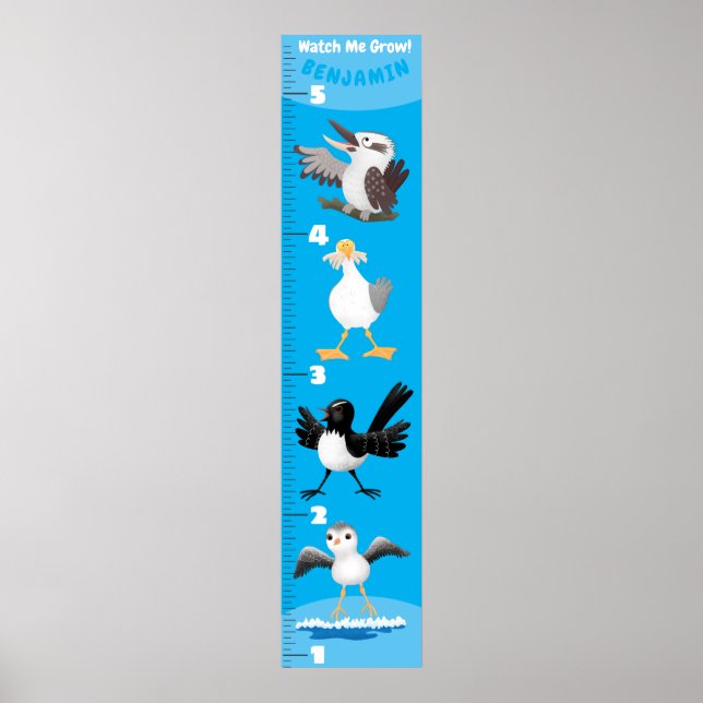 Cute funny birds cartoon growth charts (Front)