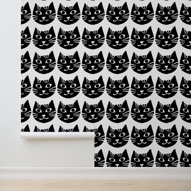     Cute Funny Black and White Pattern Smiling Cat Wallpaper (Application)