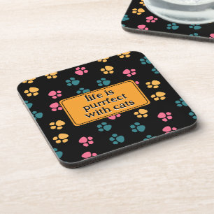 Cute funny black cat paw coaster