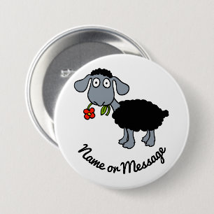Cute Funny Black Lamb Sheep with Red Flower Custom 7.5 Cm Round Badge