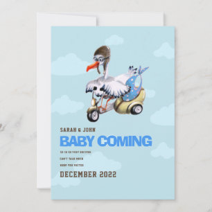 Cute Funny Blue Bird Scooter Baby Boy Pregnancy Announcement