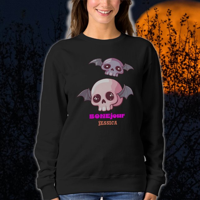 Cute Funny Bonjour Pun Halloween  Sweatshirt (Creator Uploaded)