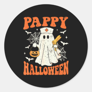 Cute Funny Boo Ghost Nurses Pappy Halloween Obgyn  Classic Round Sticker