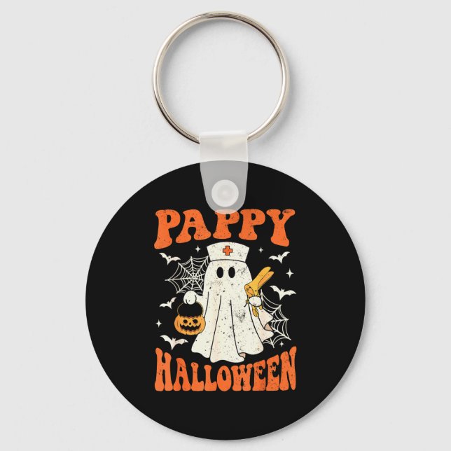 Cute Funny Boo Ghost Nurses Pappy Halloween Obgyn  Key Ring (Front)