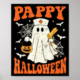 Cute Funny Boo Ghost Nurses Pappy Halloween Obgyn  Poster