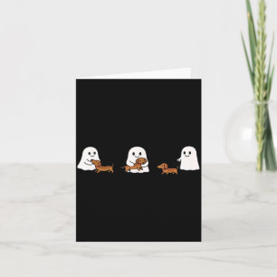 Cute Funny Boo Ghosts Walking Dachshund Dog Lovers Card