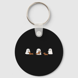 Cute Funny Boo Ghosts Walking Dachshund Dog Lovers Key Ring