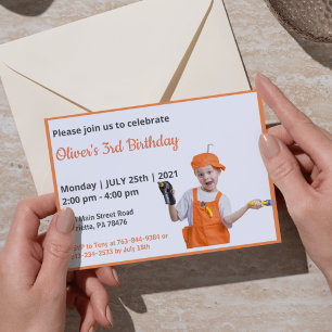 Cute Funny Boys Photo Birthday Invitation