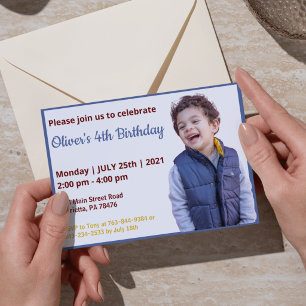 Cute Funny   Boys Photo Birthday Invitation
