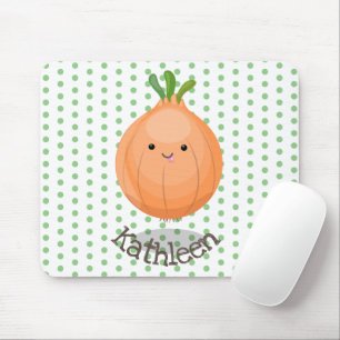 Cute funny brown onion cartoon illustration mouse pad