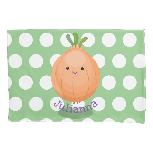 Cute funny brown onion cartoon illustration pillowcase (Front)