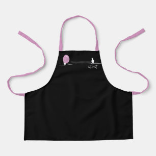 Cute Funny Bubblegum Birds on a Wire Black Apron