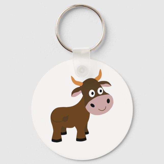 Cute funny bull cartoon key ring (Front)