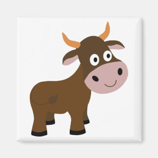 Cute funny bull cartoon magnet