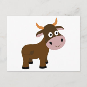 Cute funny bull cartoon postcard