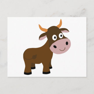 Cute funny bull cartoon postcard