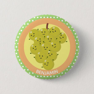 Cute funny bunch of grapes cartoon illustration 6 cm round badge