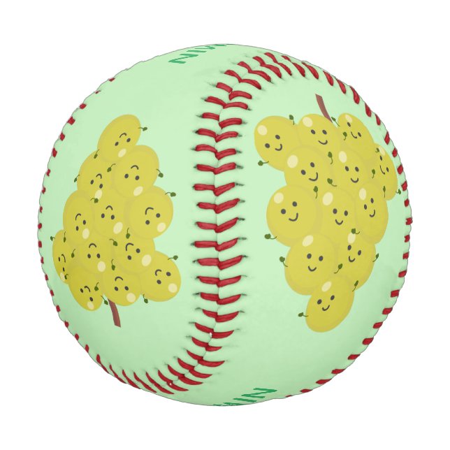 Cute funny bunch of grapes cartoon illustration baseball (Angled)