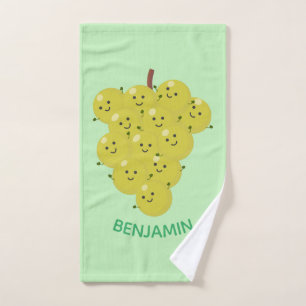 Cute funny bunch of grapes cartoon illustration bath towel set