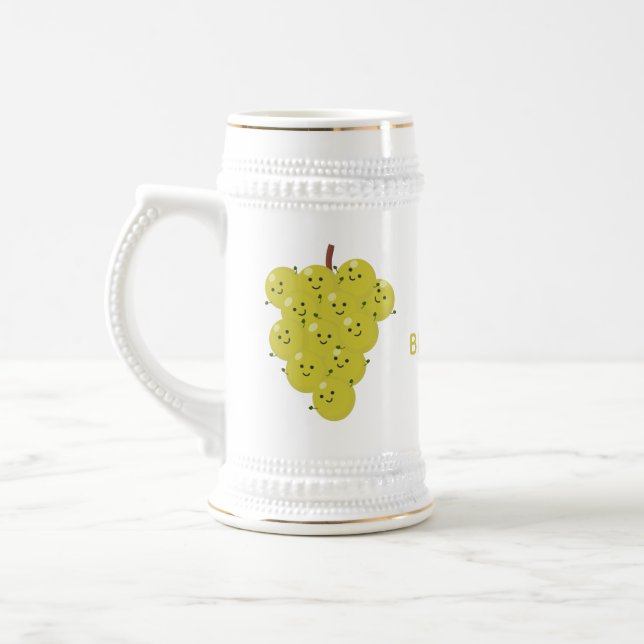 Cute funny bunch of grapes cartoon illustration beer stein (Left)