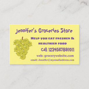 Cute funny bunch of grapes cartoon illustration business card
